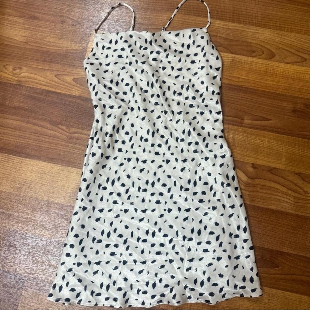 Elegant Cream and Black Spaghetti Strap Dress